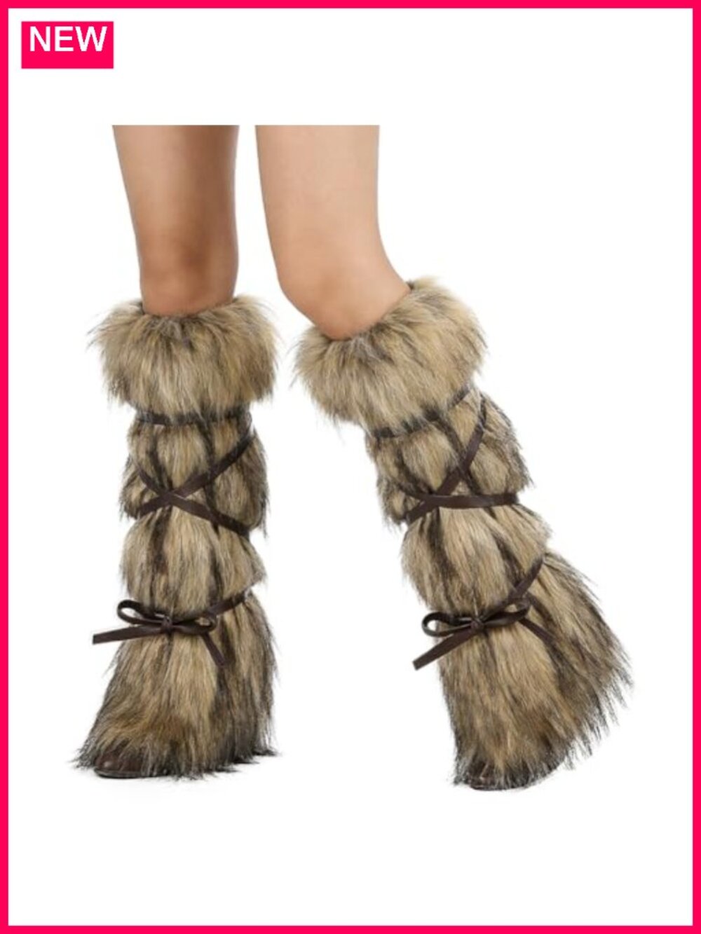 Faux Fur Leg Warmers with Faux Leather Straps Cosplay Boot Cuffs